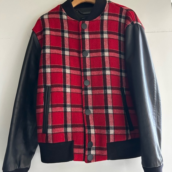 Red and Black Plaid Men's Jacket - Picture 1 of 8